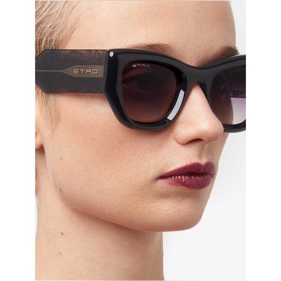 New! ETRO ETRO0017/S KB79O Black Cat-Eye Sunglasses, Authentic main image 8